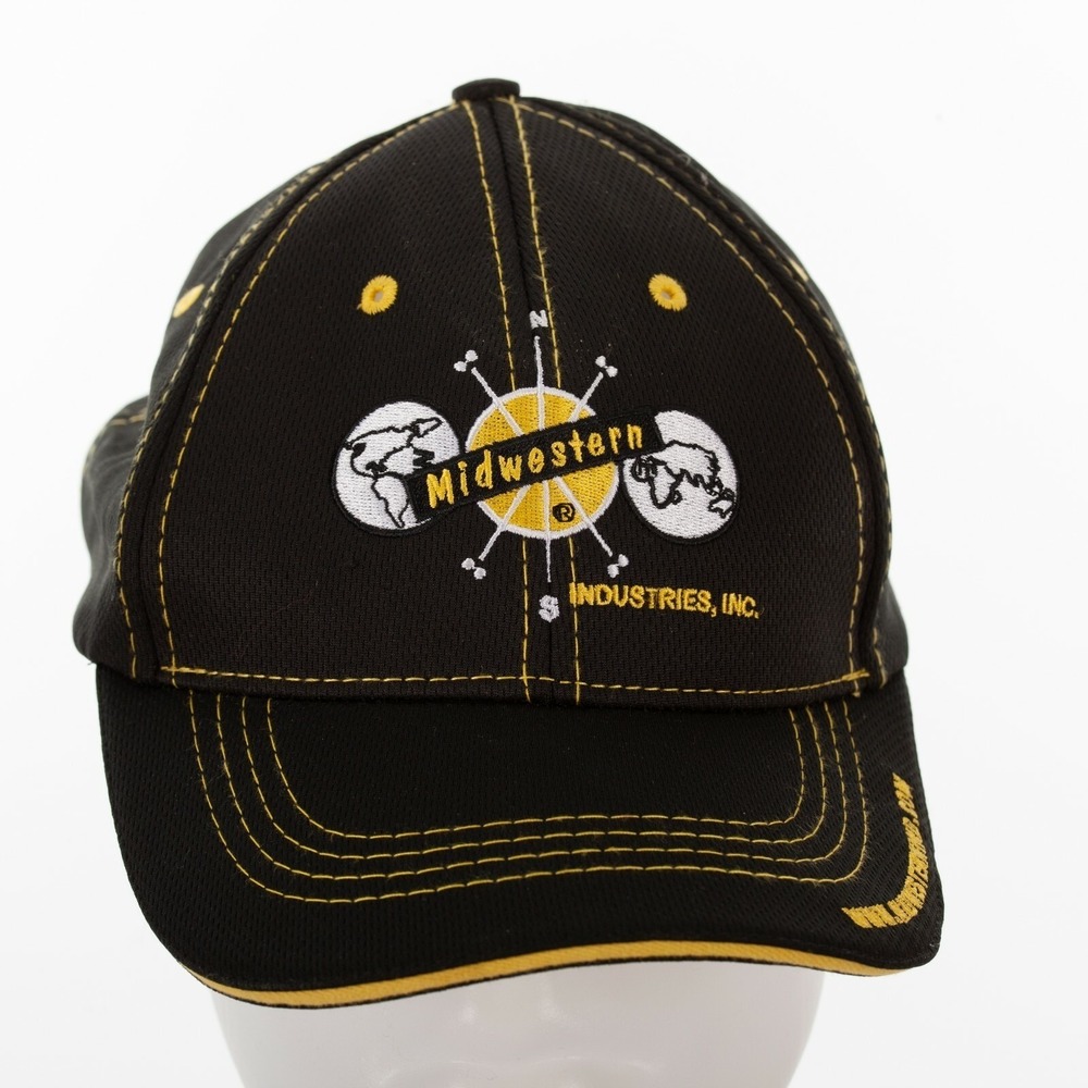 Midwestern Industries Crown Baseball Cap Mens OSFM Black Yellow Contrast Stitch